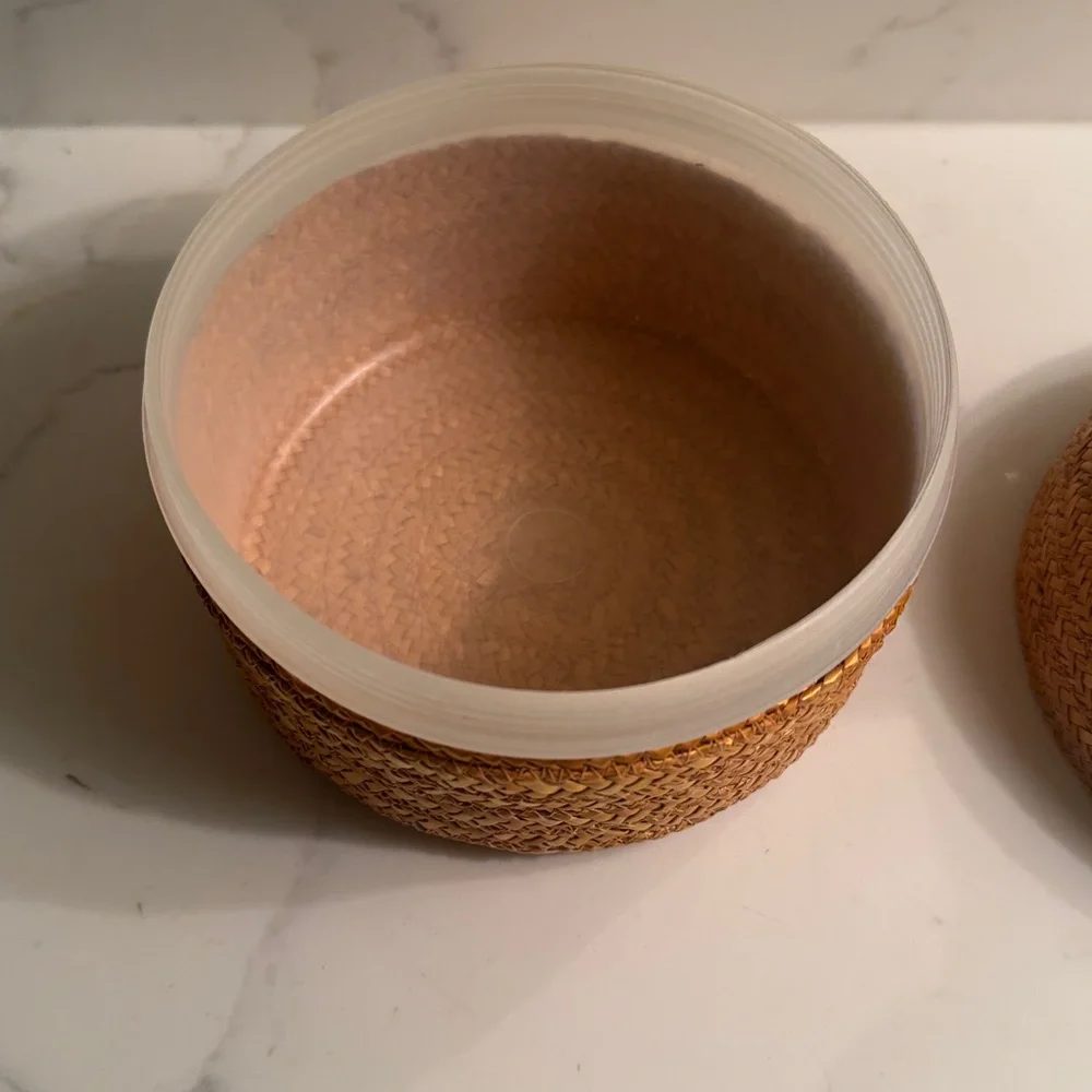Vintage Woven Raffia  Lidded Box Made in Italy